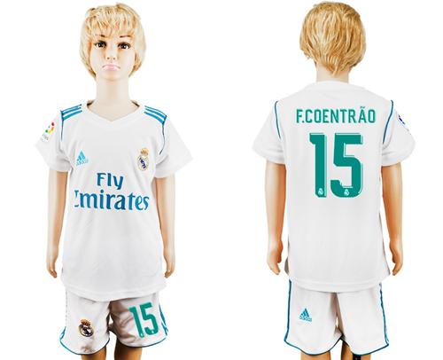 Real Madrid #15 F.Coentrao White Home Kid Soccer Club Jersey - Click Image to Close